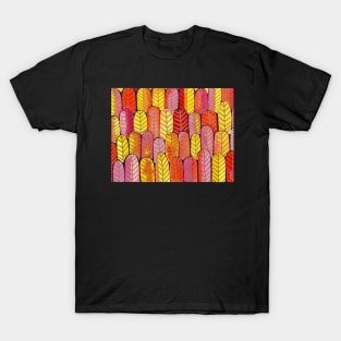 Feather Forest in Vibrant Gold, Pink, Orange, and Yellow T-Shirt